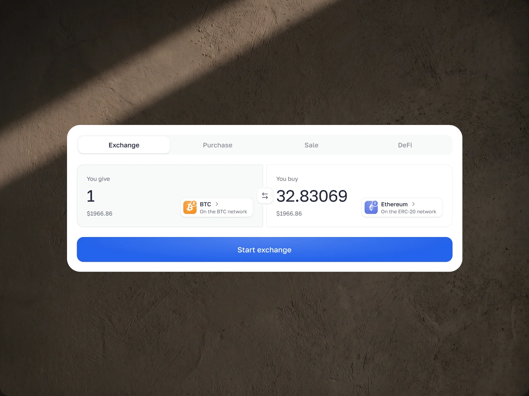 The Change exchange form